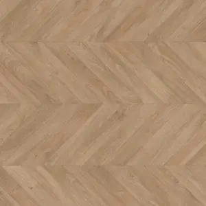 An image of the Chevron Oak Medium Luxury Vinyl flooring, a light brown wooden colour swatch from Belgotex’s Quick Step Impressive Collection.