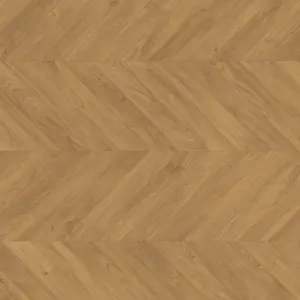 An image of the Chevron Oak Medium Luxury Vinyl flooring, a vanished brown wooden colour swatch from Belgotex’s Quick Step Impressive Collection.